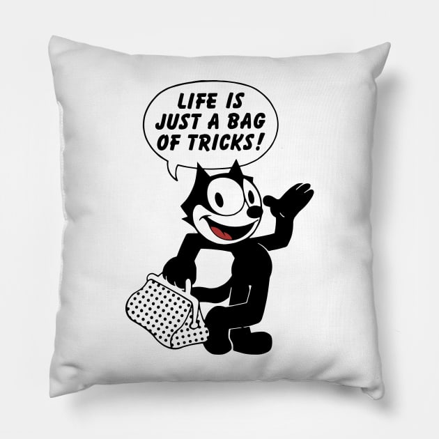 life just a bag the cat art Pillow by skeleton sitting chained