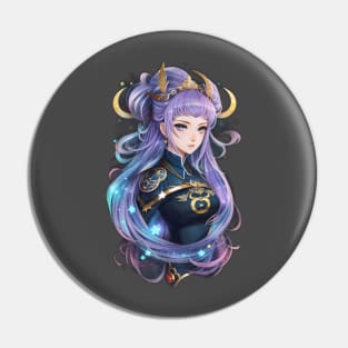 Stellar Healer: Radiant AI Anime Character Art in Ophiuchus Pin