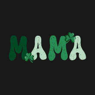 "MAMA" St. Patrick's Day Retro Letters Shamrocks T-Shirt