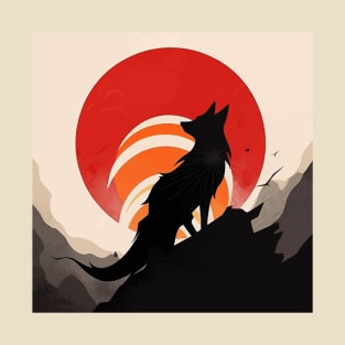 Japanese minimalist wolf poster T-Shirt