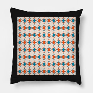 Blue and Orange Harlequin Pattern Pillow