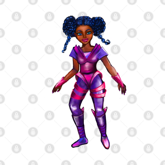 Black anime girl from outer space 3  ! beautiful  black girl with Afro hair, blue eyes, Cherry pink lips and dark brown skin. Hair love ! by Artonmytee