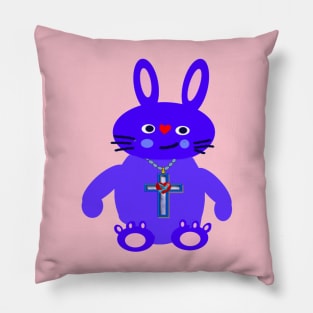 BLUE BUNNY With CHRISTIAN CROSS Pillow