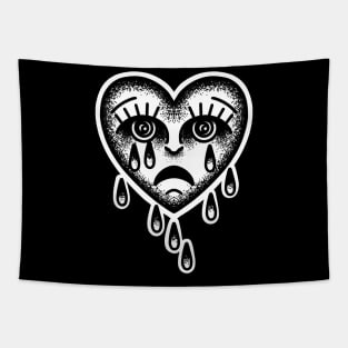 Tattoo style sad heart Tapestry