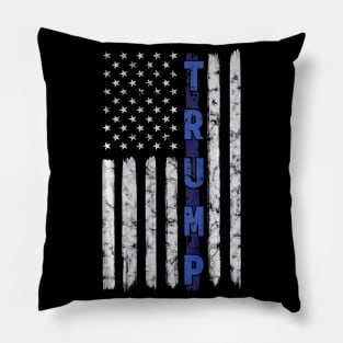 Police Thin Blue Line Trump American Flag USA Pillow