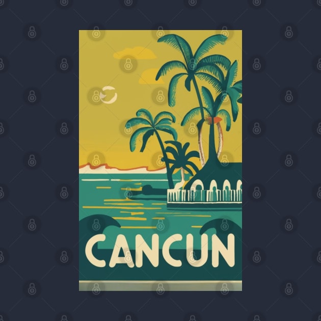 A Vintage Travel Art of Cancun - Mexico by goodoldvintage