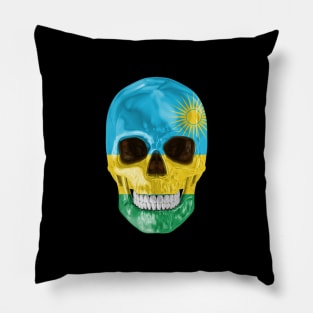 Rwanda Flag Skull - Gift for Rwandan With Roots From Rwanda Pillow