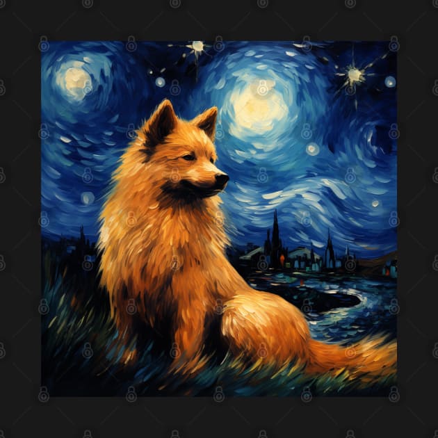 Finnish Spitz Painted in Starry Night style by NatashaCuteShop