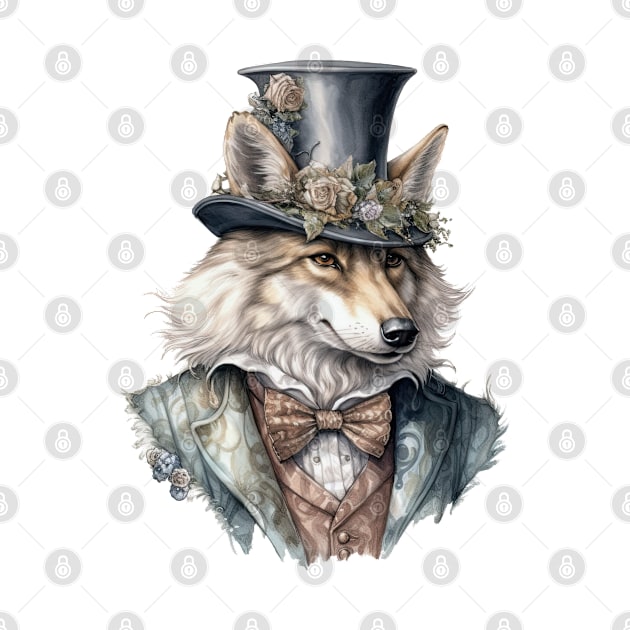 Watercolor Victorian Wolf #1 by Chromatic Fusion Studio