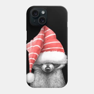 Raccoon in a hat on black Phone Case