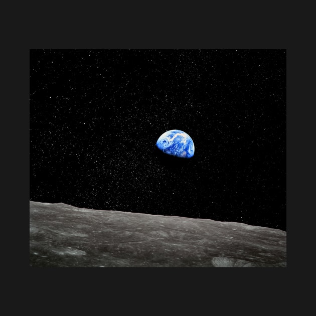 Earthrise Over the Lunar Surface Enhanced by tiokvadrat