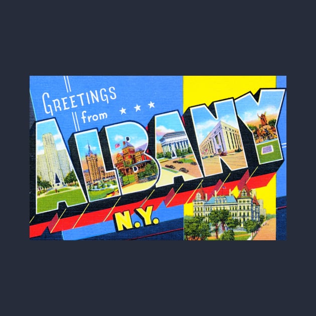 Greetings from Albany, New York - Vintage Large Letter Postcard by Naves