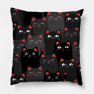 happy black cats seamless pattern Pillow