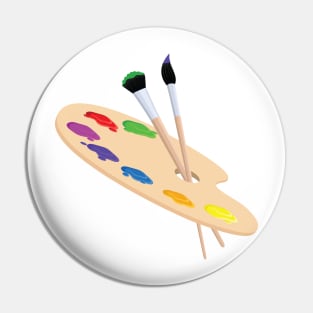 Artist Palette, Paint Brushes, Painters Palette Design, Artwork, Vector, Graphic Pin