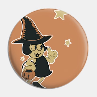 Little witch girl with Halloween Pin