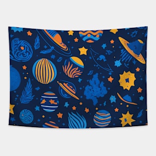 Starry Night Planet Pattern Design for Space Lovers Tapestry