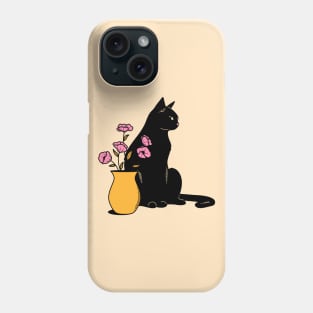 Playful Black Cat in beige Phone Case