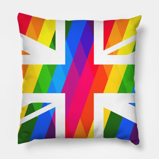 Rainbow Union Jack Pillow by STierney