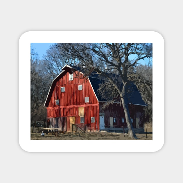 The Bright Red Barn Magnet by KirtTisdale