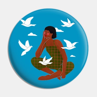 woman dreaming fly Pin