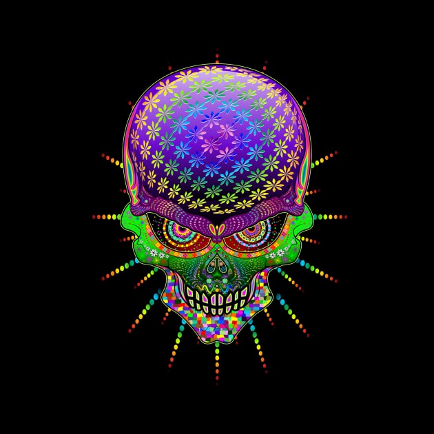 Crazy Skull Psychedelic Explosion by BluedarkArt