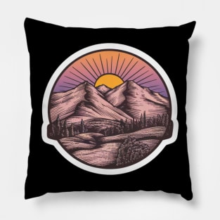 Alpine Glow: Dawn Over Peaks Pillow