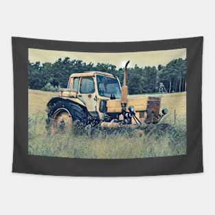 Rusty Old Tractor In Field Tapestry