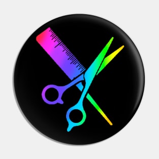 Rainbow Hairdressing Scissors And Comb Pin