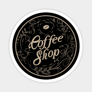 Coffee SHOP flower and coffee beans Magnet