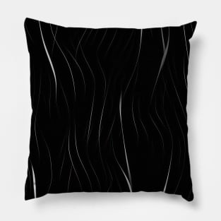 Monochrome Elegance: White Abstract Lines on Black Pillow