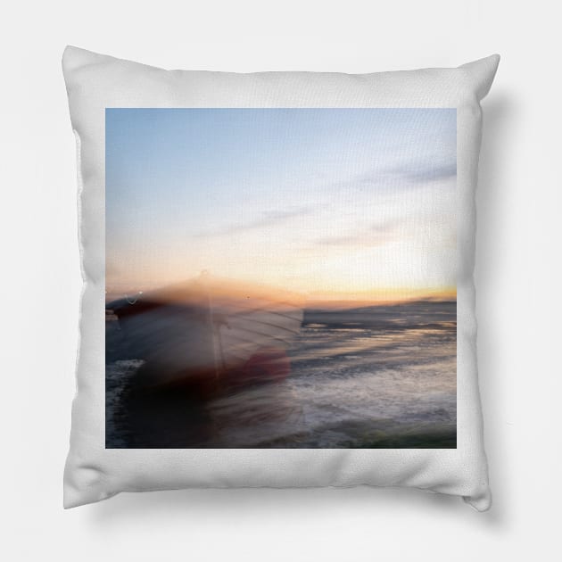 Impressionist dinghy on beach Pillow by brians101