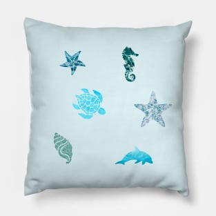 Ocean pattern animals set Pillow