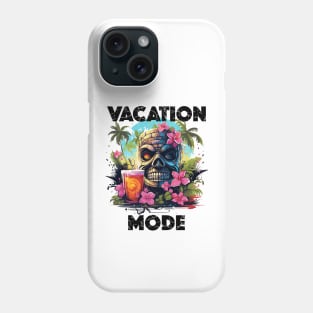 Tiki Statue Next To Beer - Vacation Mode (Black Lettering) Phone Case