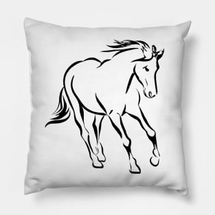 Horse Line Art Pillow