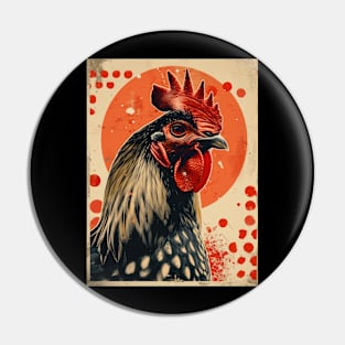 Retro Japanese style chicken poster Pin