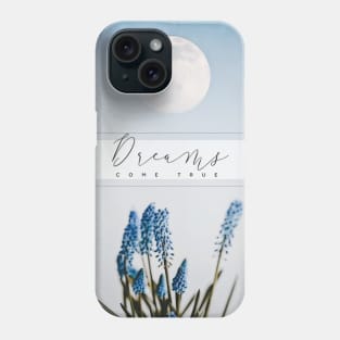 Moon dream sky clouds aesthetic love blue romantic  dreams come true flowers Phone Case