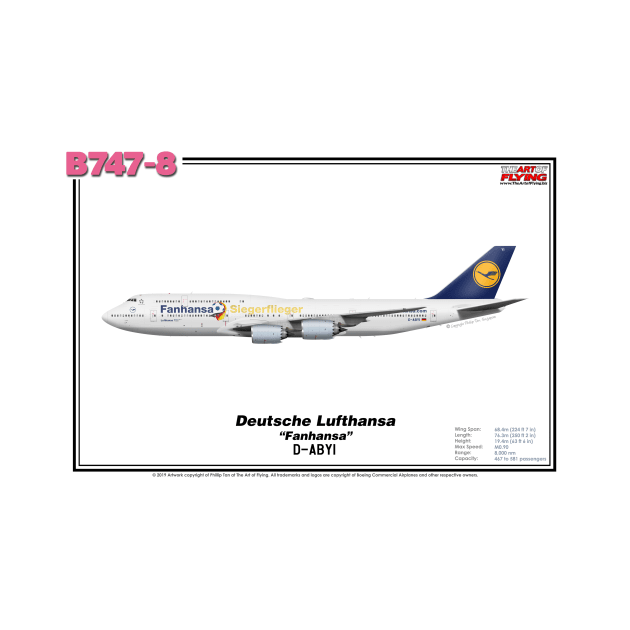 Boeing B747-8 - Deutsche Lufthansa "Fanhansa" (Art Print) by TheArtofFlying