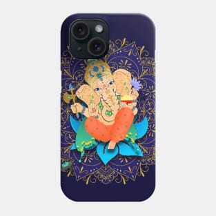Lord Ganesha Blue Mandala - The Obstruction Destroyer Phone Case