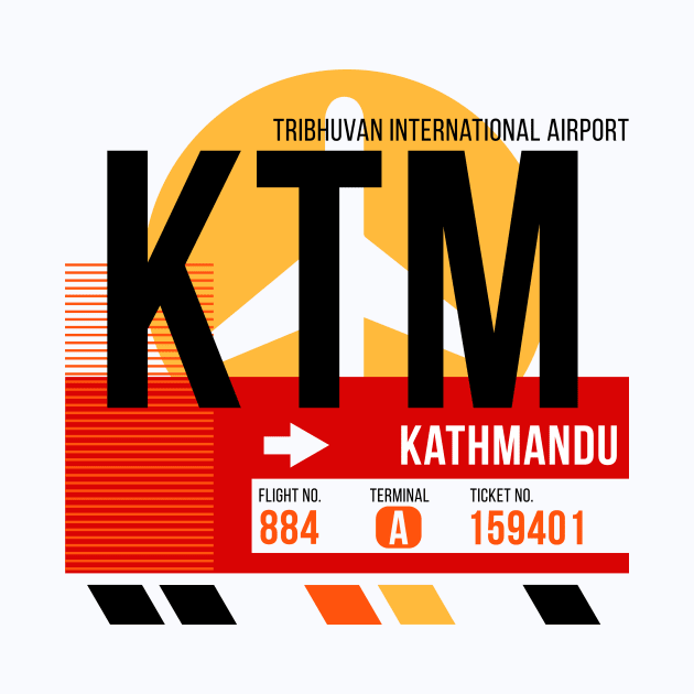 Kathmandu (KTM) Airport // Sunset Baggage Tag by Now Boarding