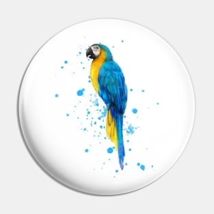 Watercolor Blue and Gold Macaw Pin