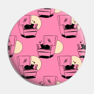 Naughty Black Cat Pattern in pink Pin