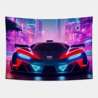 Asian Neon Velocity: Futuristic Thrill Ride Tapestry