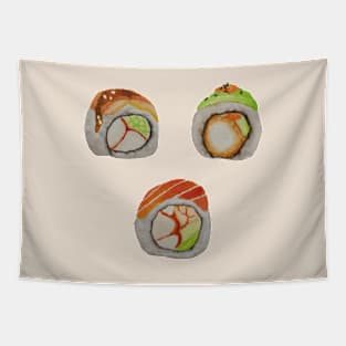 3 Pieces of sushi watercolour painting Tapestry