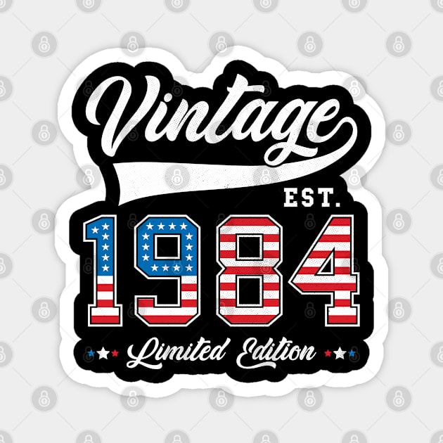 39th Birthday Patriotic Vintage 1984 USA Flag 4th of July Magnet by BramCrye