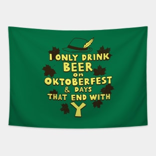 Oktoberfest Beer Drinking Autumn Slogan Tapestry