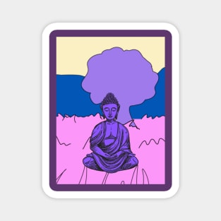 Vibrant Pink Purple and Blue Buddha Graphic Magnet