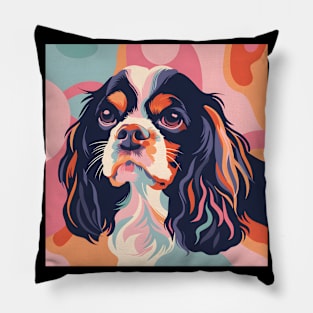 70s English Setter Vibes: Pastel Pup Parade Pillow