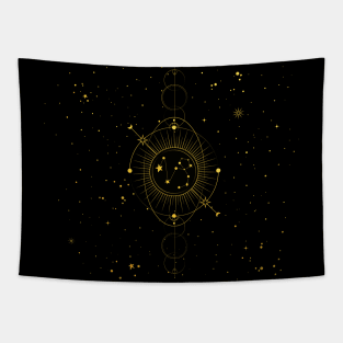 Cosmic Capricorn Gold Texture Tapestry