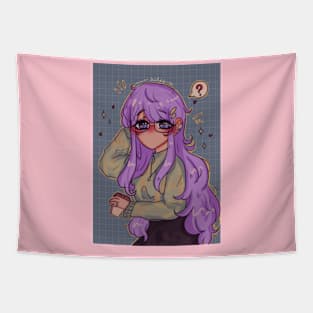 Purple anime girl with cup of coffee Tapestry