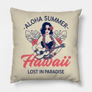 Aloha Summer Hawaii Hawaiian Paradise Hula Girl Pillow